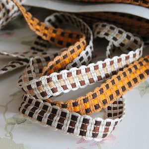 Galon ameublement tricolore de 14 mm de couleur beige et chocolat pour bordure d'abat-jour, rideau, décoration, 2934