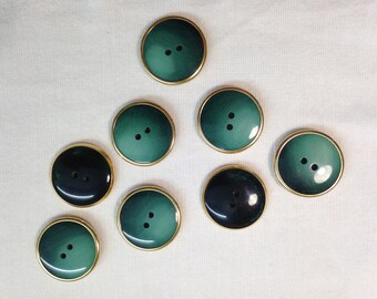 Vintage green buttons with gold ring