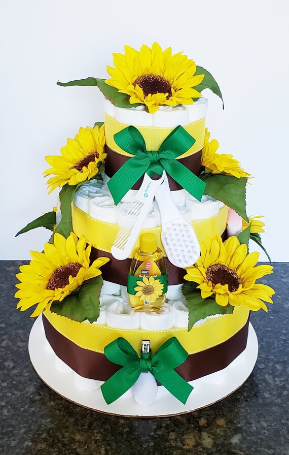 sunflower diaper cake