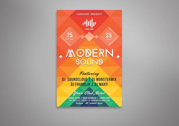 colorful music event flyer 3 in 1 psd template promotional poster music party template night club dj party flyer instant download dj logo psd templates