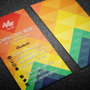 Modèle de carte de visite colorée | Musicien, Chanteur, Carte de visite Dj, Carte de visite de professeur de musique, Groupes, Producteur, Studio d’enregistrement