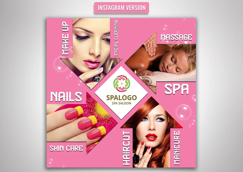 Peluquería y salón de belleza Flyer PSD Instagram Ads Etsy México