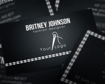 Fashion Designer Business Card Template - Moda | Needles Vogue Haute Couture | Fashion Brand Business Cards | Black Luxurious Template