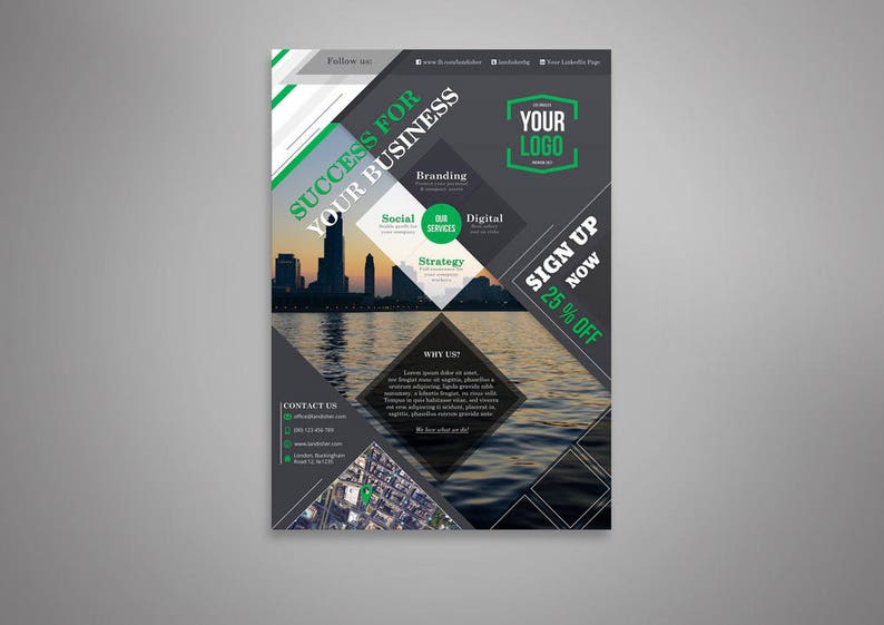 Elegant Corporate Flyer Template Modern Business Flyer Template PSD Instant Download for Print image 2