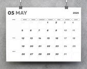 2025 Printable Calendar: Minimalist Monthly Planner (A3, A4, US Letter) (PDF Download)