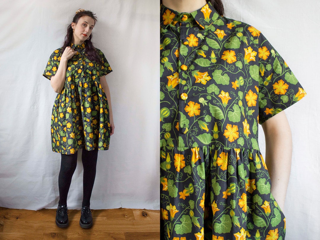 Cotton Shirtdress With Buttons and Pockets Original Floral Etsy