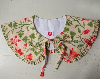 Oversized Detachable Collar | Original Fabric Pattern with Aquilegia Flowers