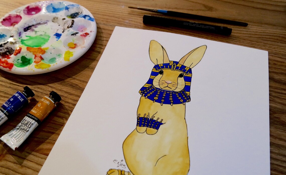 Rabbit Picture Egyptian Art Bunny Painting Ancient Egypt Etsy