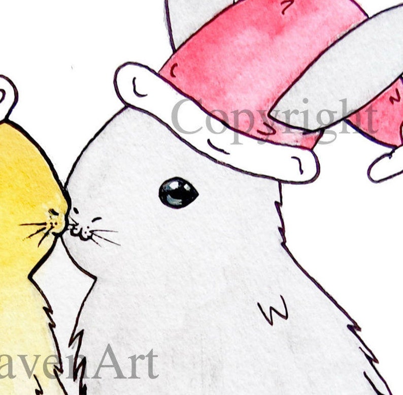 Christmas Drinks Coasters Personalised Couples Gifts Festive Wooden Table Mats Rabbit Lover Gift Bunnies in Xmas Hats Made in England Decor