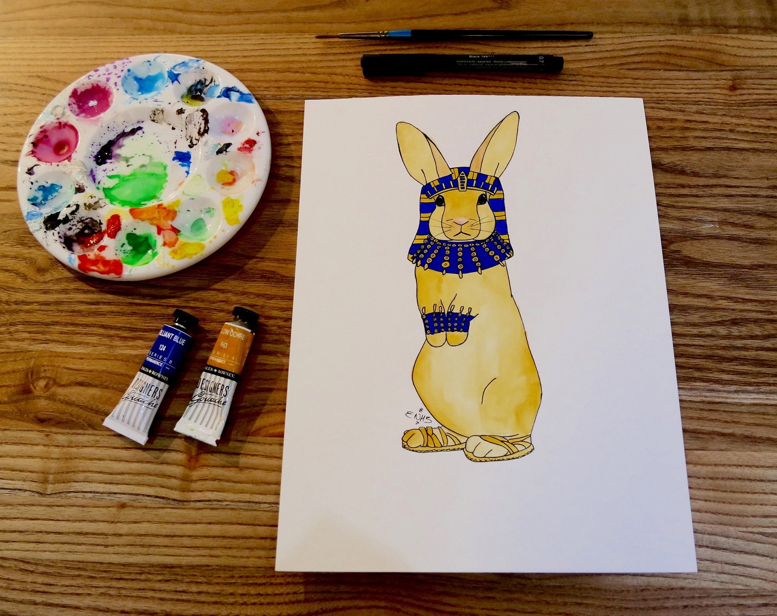 Rabbit Picture Egyptian Art Bunny Painting Ancient Egypt Etsy