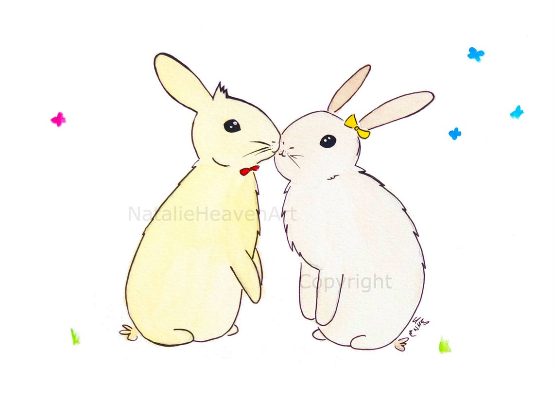 Bunny Picture Gift for Girlfriend Print for Nursery Kids E image
