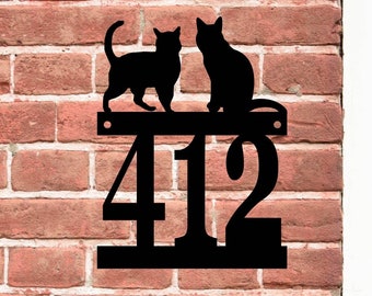 Custom cats address sign, House Number with custom pet, Contemporary house number, Flat Number, Housewarming, Christmas gift, pet lover gift