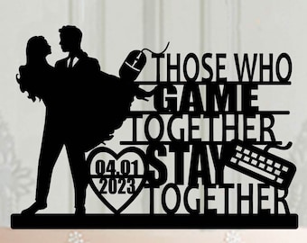 Gamers wedding cake topper, Cake topper game console, Wedding Gamers silhouette  decor mr & mrs