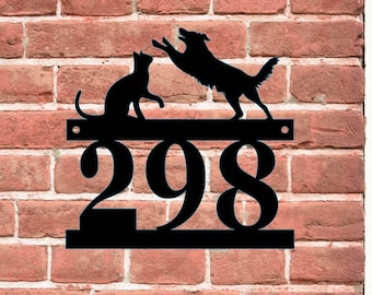 Animal address sign - House Number with custom dog, Contemporary house number, Flat Number, House plaque, Door Number