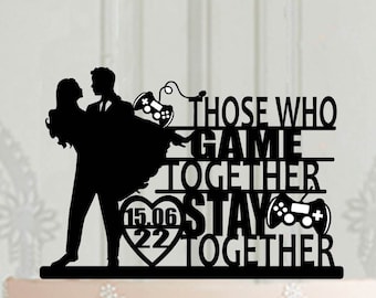 Gamers wedding cake topper, Cake topper game console, Wedding Gamers silhouette  decor mr & mrs