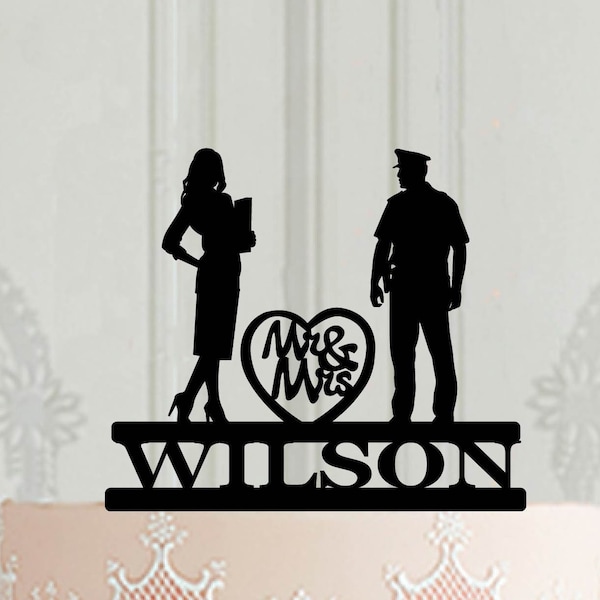 Personalised Wedding Cake Topper , Policeman and teacher  Cake Topper, profession wedding cake topper, Police cake topper