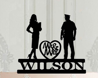 Personalised Wedding Cake Topper , Policeman and teacher  Cake Topper, profession wedding cake topper, Police cake topper