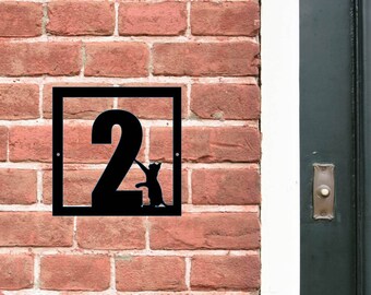 Modern House Numbers - Acrylic House Number with custom pet, Contemporary house number, Flat Number, House plaque, Door Number