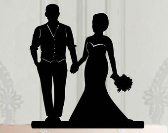 Wedding Cake Topper with bride and groom, bride groom silhouette , Silhouette cake topper, Couple silhouette cake topper, Wedding decor