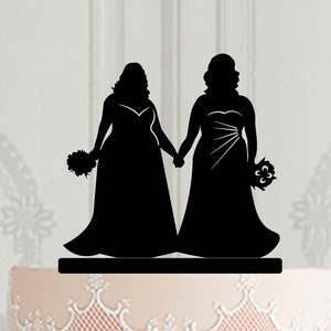 Lesbian Wedding Cake Topper, Mrs Mrs Cake Topper, Custom cake topper, 2 curvy brides Cake Topper, Same Sex Wedding, LGBT wedding Cake Topper