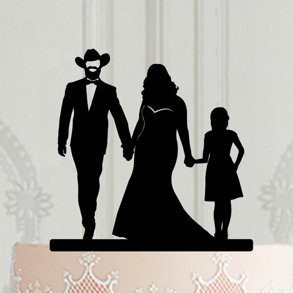 Wedding cake topper plus size bride, Curvy bride cake decoration, Family silhouette cake topper for wedding