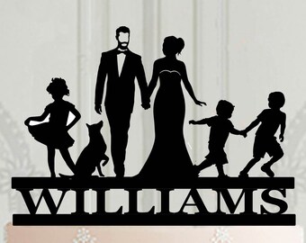 Adorno personalizado para tarta de boda con niños y mascotas, adorno personalizado para tarta de boda