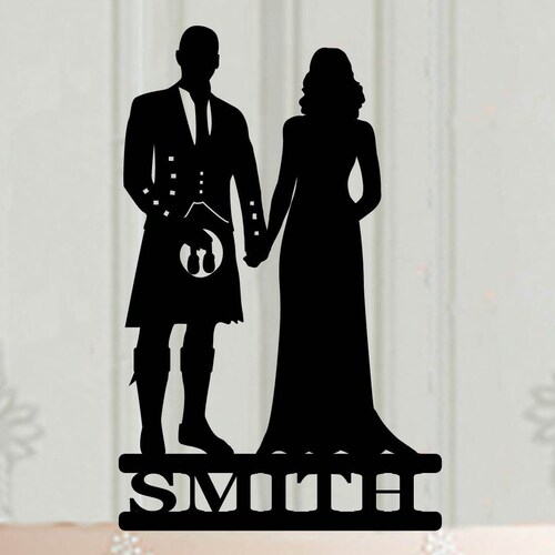 Scottish Wedding Cake Topper Groom in Kilt Silhouette Etsy