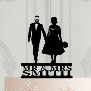 Personalised wedding cake topper, Curvy bride topper for wedding, MR and MRS cake topper, Plus size groom cake topper