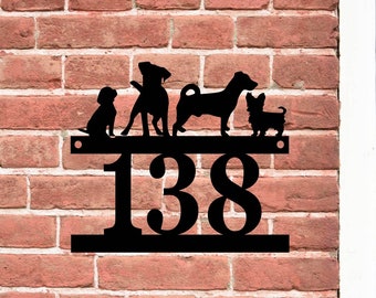 Animal address sign, House Number with custom dog, Contemporary house number, Flat Number, Housewarming gift, Christmas gift, Pet lover gift