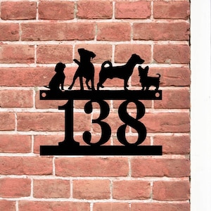 Animal address sign, House Number with custom dog, Contemporary house number, Flat Number, Housewarming gift, Christmas gift, Pet lover gift