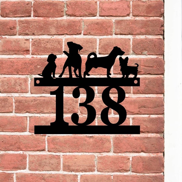 Animal address sign, House Number with custom dog, Contemporary house number, Flat Number, Housewarming gift, Christmas gift, Pet lover gift