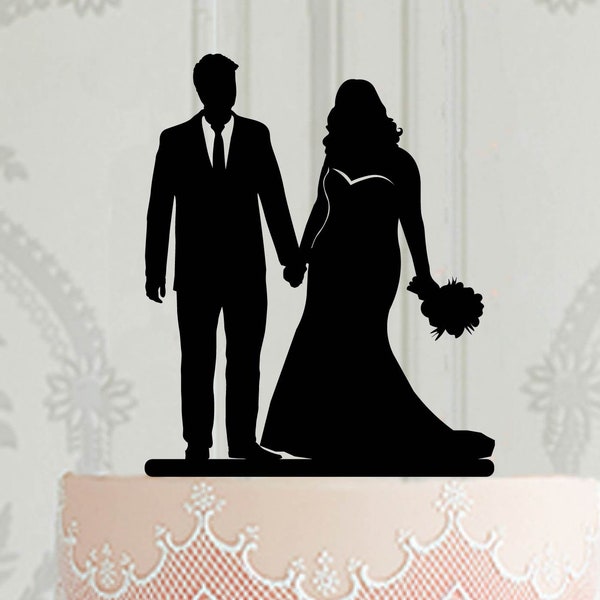 Wedding cake topper plus size bride, Curvy bride cake decoration, Plus size bride silhouette for wedding