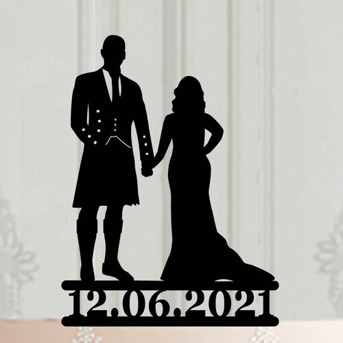 Scottish Wedding Cake Topper Groom in Kilt Silhouette Etsy