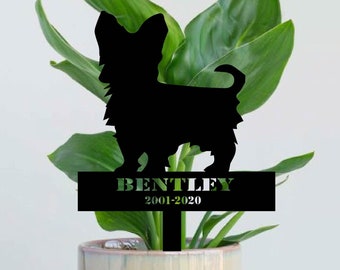 Dog memorial plant stake, Yorkie memorial personalised gift, Dog lover gift, Pet memorial marker, Dog flowerpot stake, Cat memorial gift