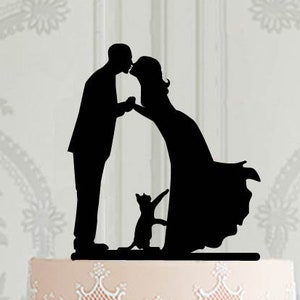 Custom Wedding cake topper with cat, Bride and groom with pet cake topper, Cake Decoration, Custom cake topper