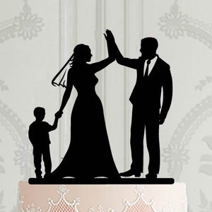 Family Wedding Cake Topper With Girl or Boy, Bride and Groom With Child ...