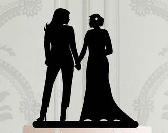 Lesbian Wedding Cake Topper, Female couple Wedding  decoration, LGBT Cake Decor, Mrs and Mrs cake decor