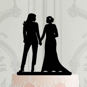 Lesbian Wedding Cake Topper, Female couple Wedding  decoration, LGBT Cake Decor, Mrs and Mrs cake decor