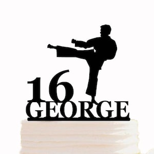 Karate  birthday cake topper, Custom name and age birthday cake topper, Sport Birthday party decoration