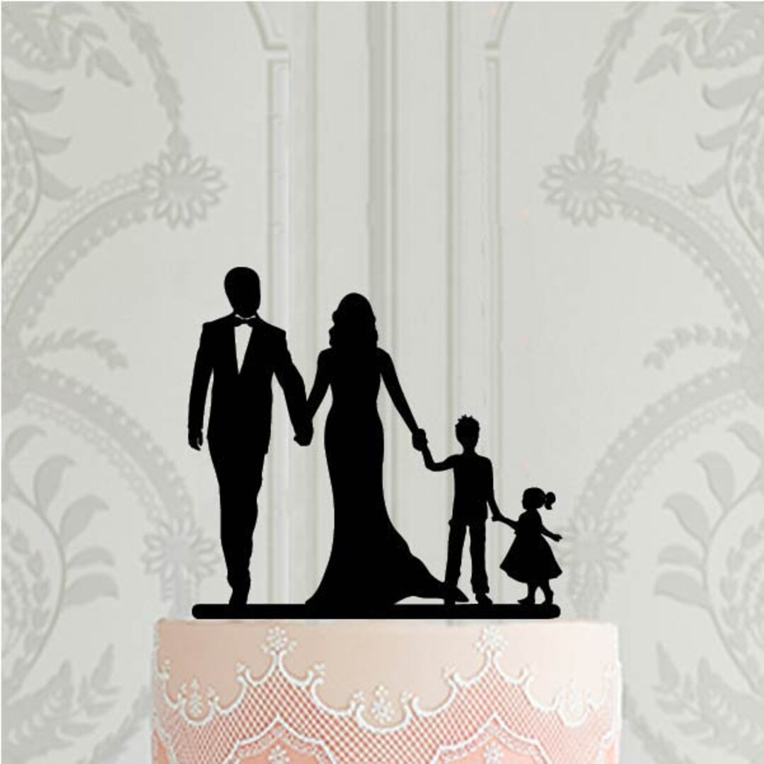Family Wedding Cake Topper With Boy and Girl, Bride and Groom With ...
