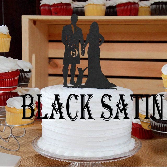 Family Silhouette Wedding Cake Topper, Bride and Groom With 3 Children ...