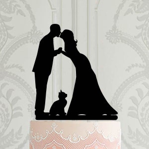 Custom Wedding cake topper with cat, Laser cut Cake Decoration, Wedding Party Decor, Cake topper for wedding cake