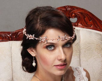 Wedding pearl and crystal hair vine, Bridal rhinestone hair accessory, Wedding jewelry