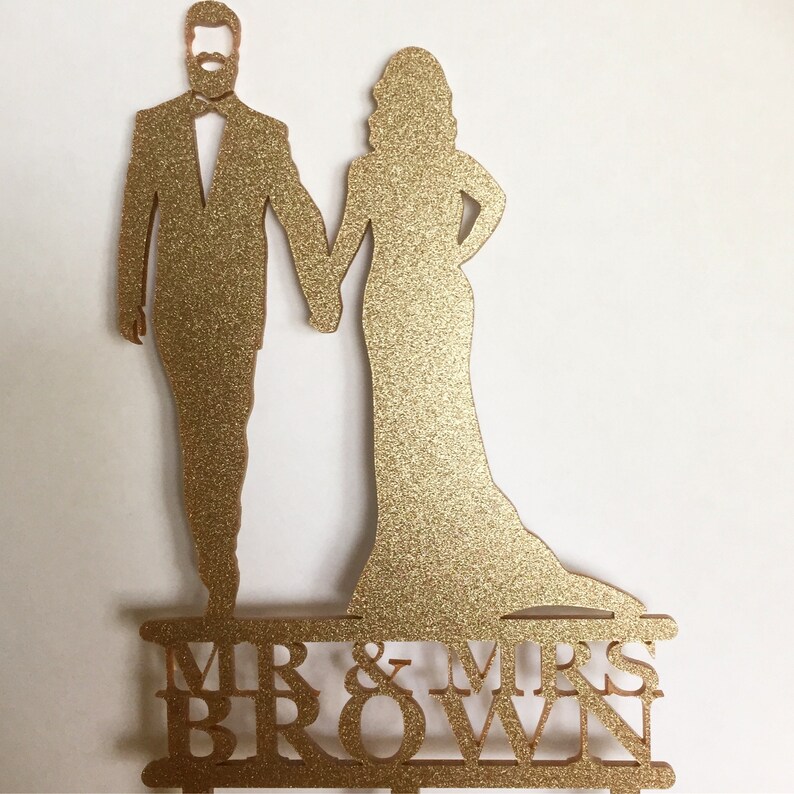 Wedding Silhouette Cake Topper With Bride and Groom High Five - Etsy