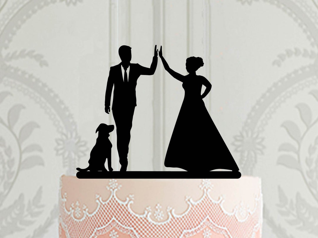 Custom Wedding Cake Topper With Pet, Silhouette Cake Topper With Dog ...
