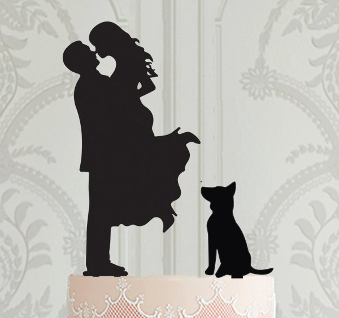 Custom Wedding Cake Topper With Pet Dog or Cat, Bride and Groom ...