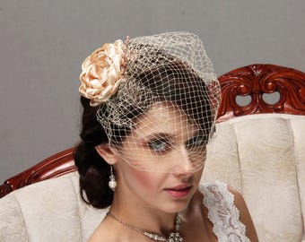 Wedding Birdcage Veil , Vintage veil fascinator