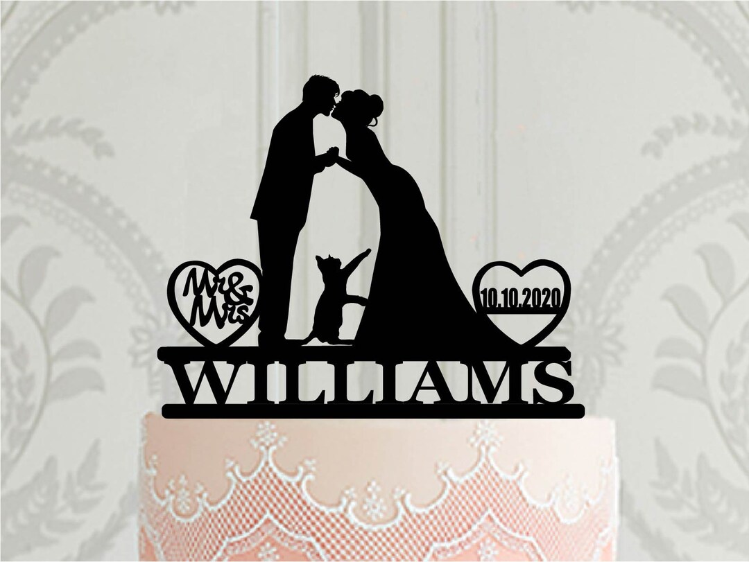 Topper de gâteau de mariage personnalisé avec chat, Topper de gâteau de ...