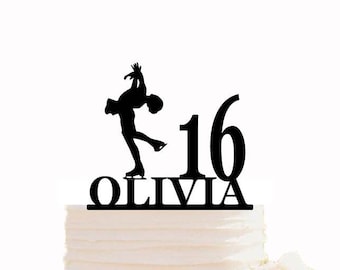 Adorno para pastel de cumpleaños de patinaje artístico, decoración para pastel de patinaje, adorno para pastel de deportes extremos, adorno para pastel personalizado, decoración de patinaje artístico