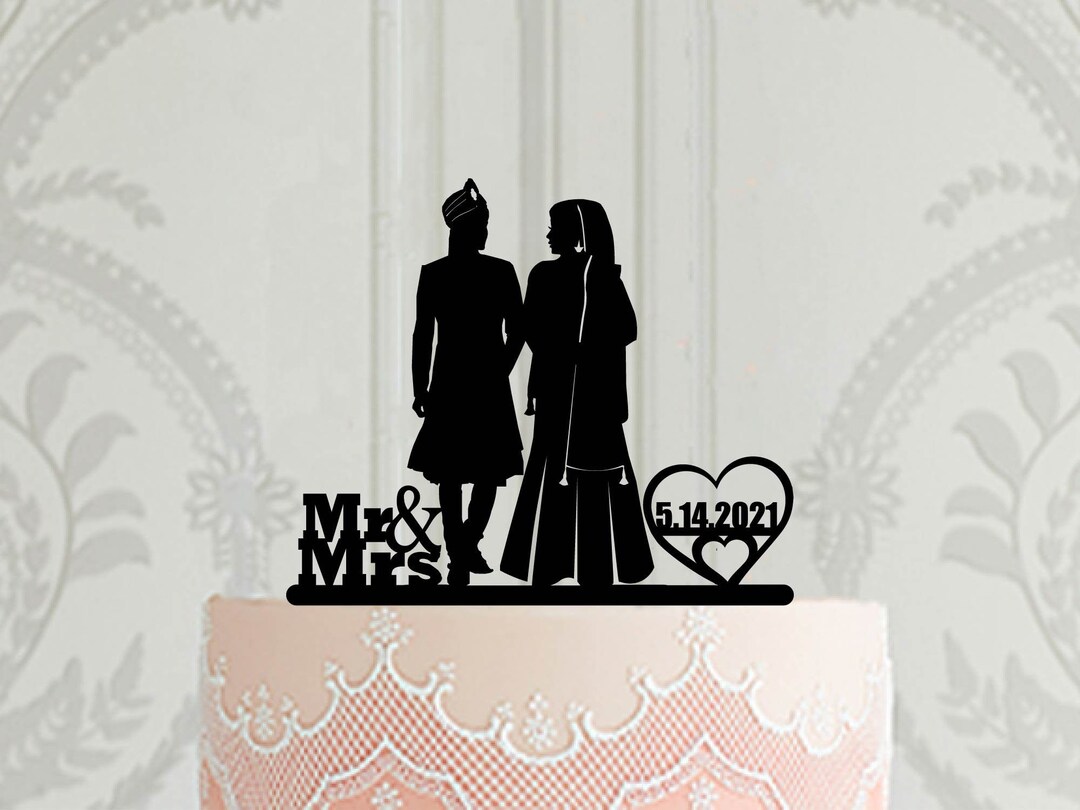Custom Hindu Wedding Cake Topper, Personalised Indian Cake Topper